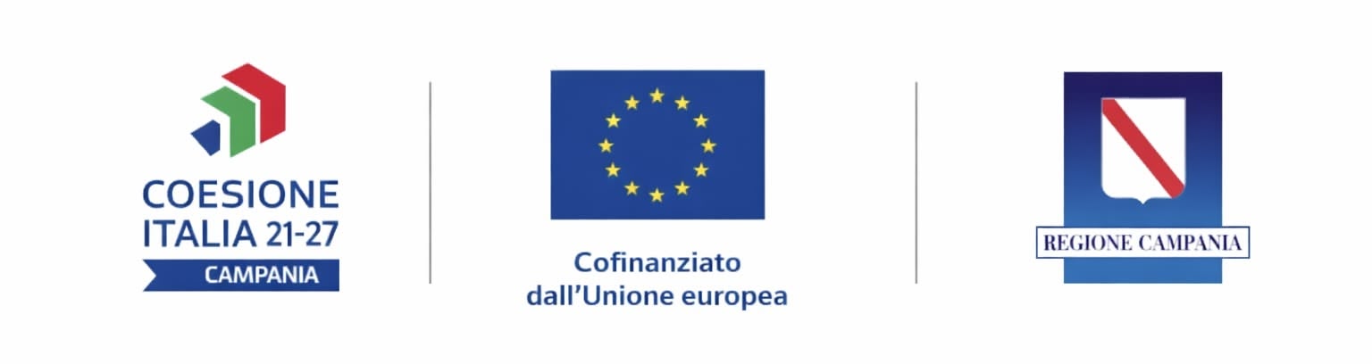 Loghi istituzionali del progetto Comunità S.A.N.E. cofinanziato dall'Unione Europea e Regione Campania